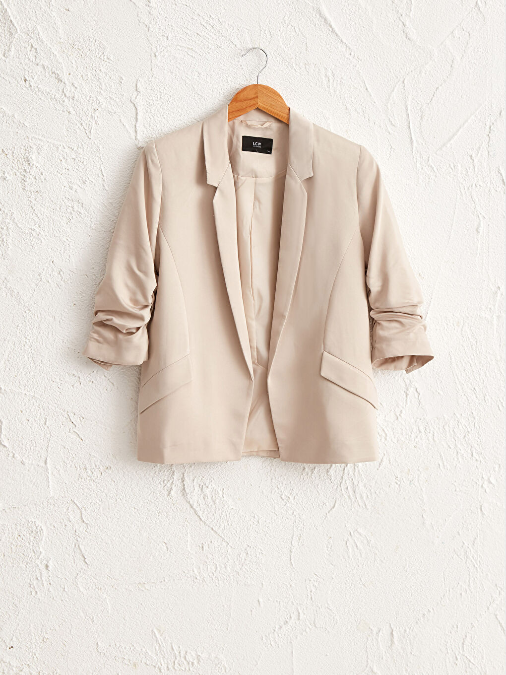 Bej Kadın Düz Blazer Ceket