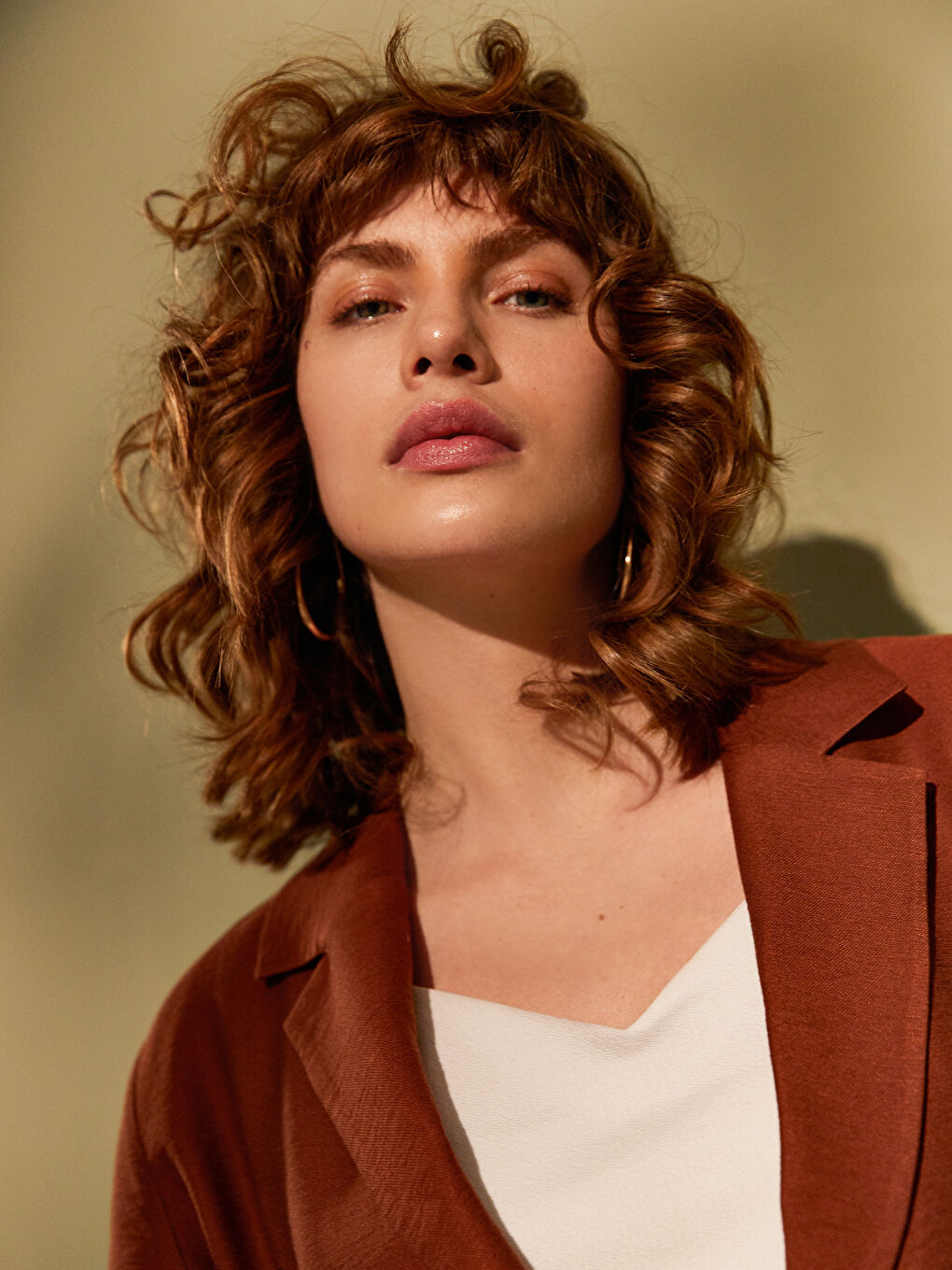 Kahverengi Rahat Kalıp Uzun Kollu Kadın Ceket-7