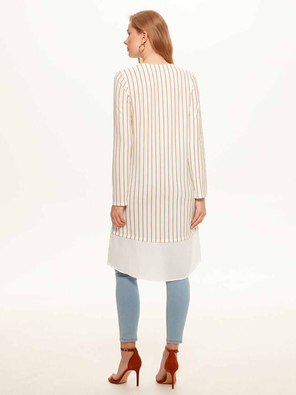 Crew Neck Long Sleeve Women's Striped Viscose Tunic-2