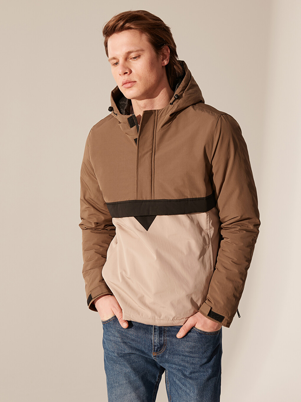 Slim Fit Kapüşonlu Erkek Kanguru Mont