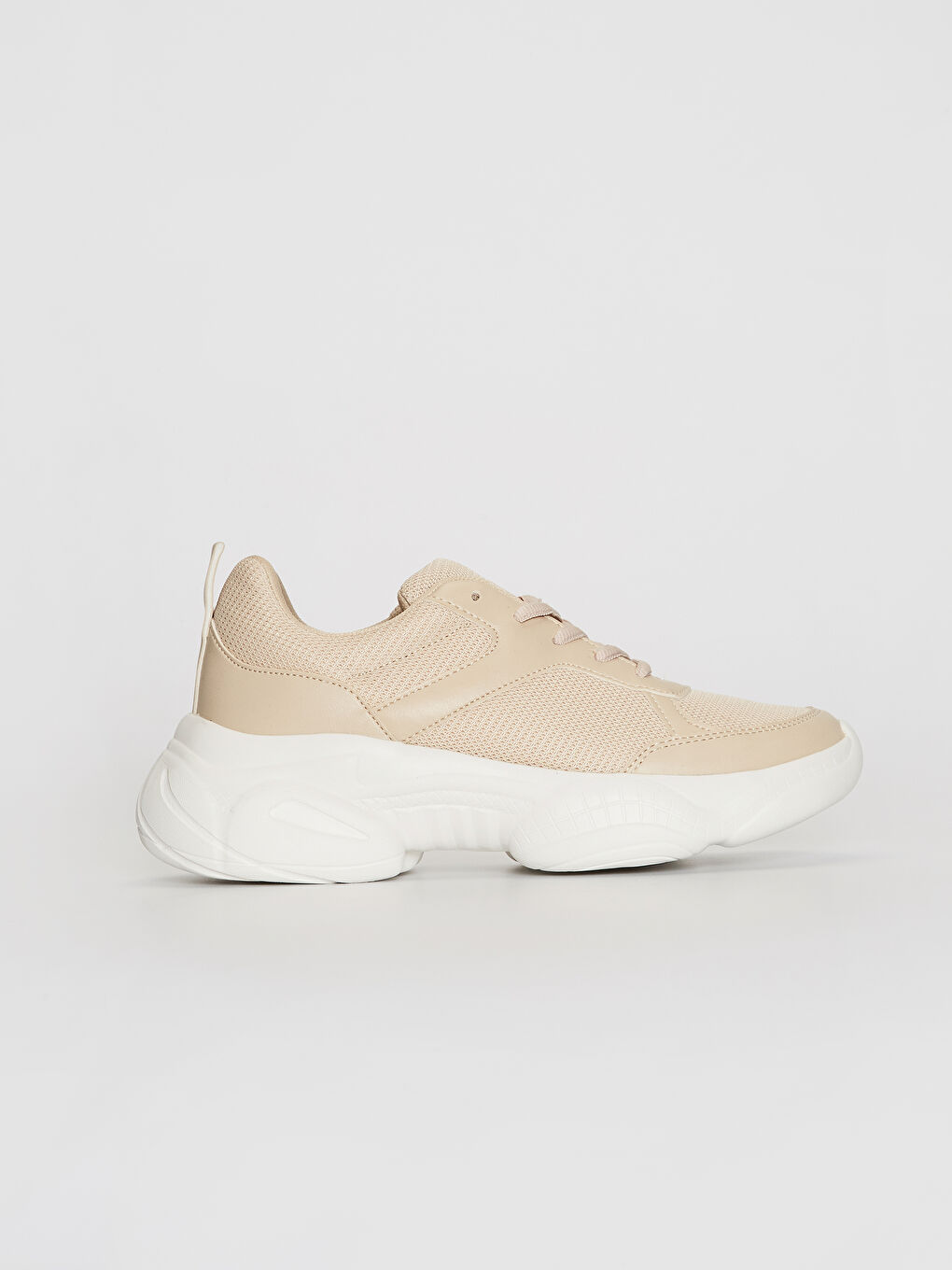 Bej Kadın Triko Spor Ayakkabı-1
