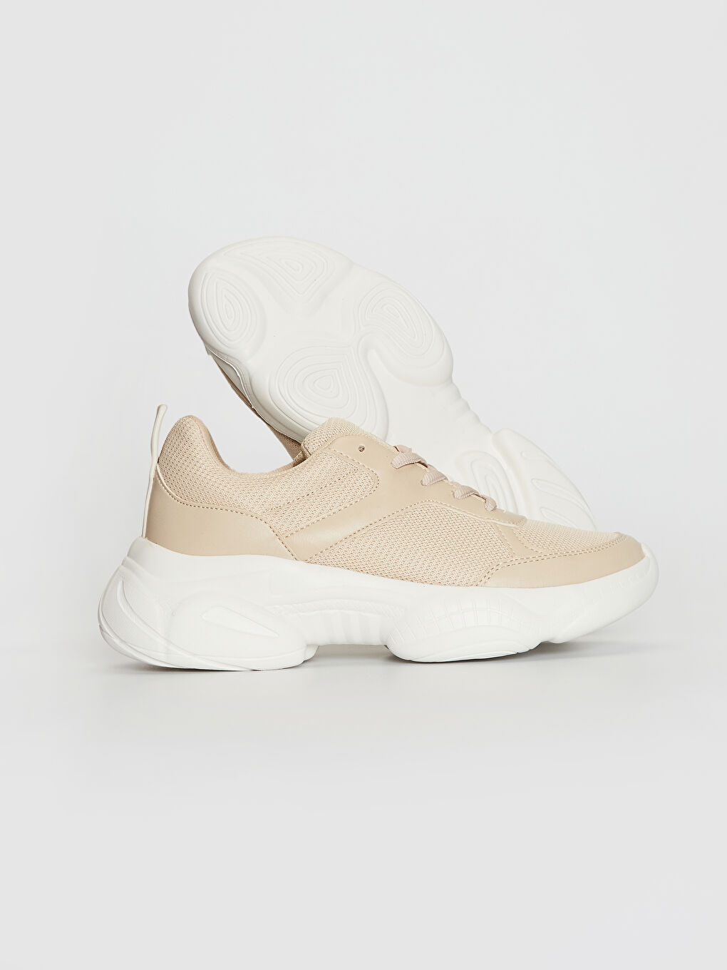 Bej Kadın Triko Spor Ayakkabı-2