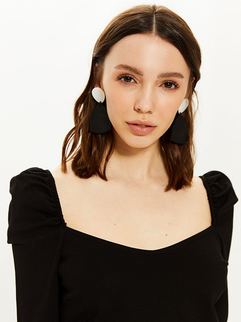 Siyah V Yaka Dar Fit Kadın Elbise-3