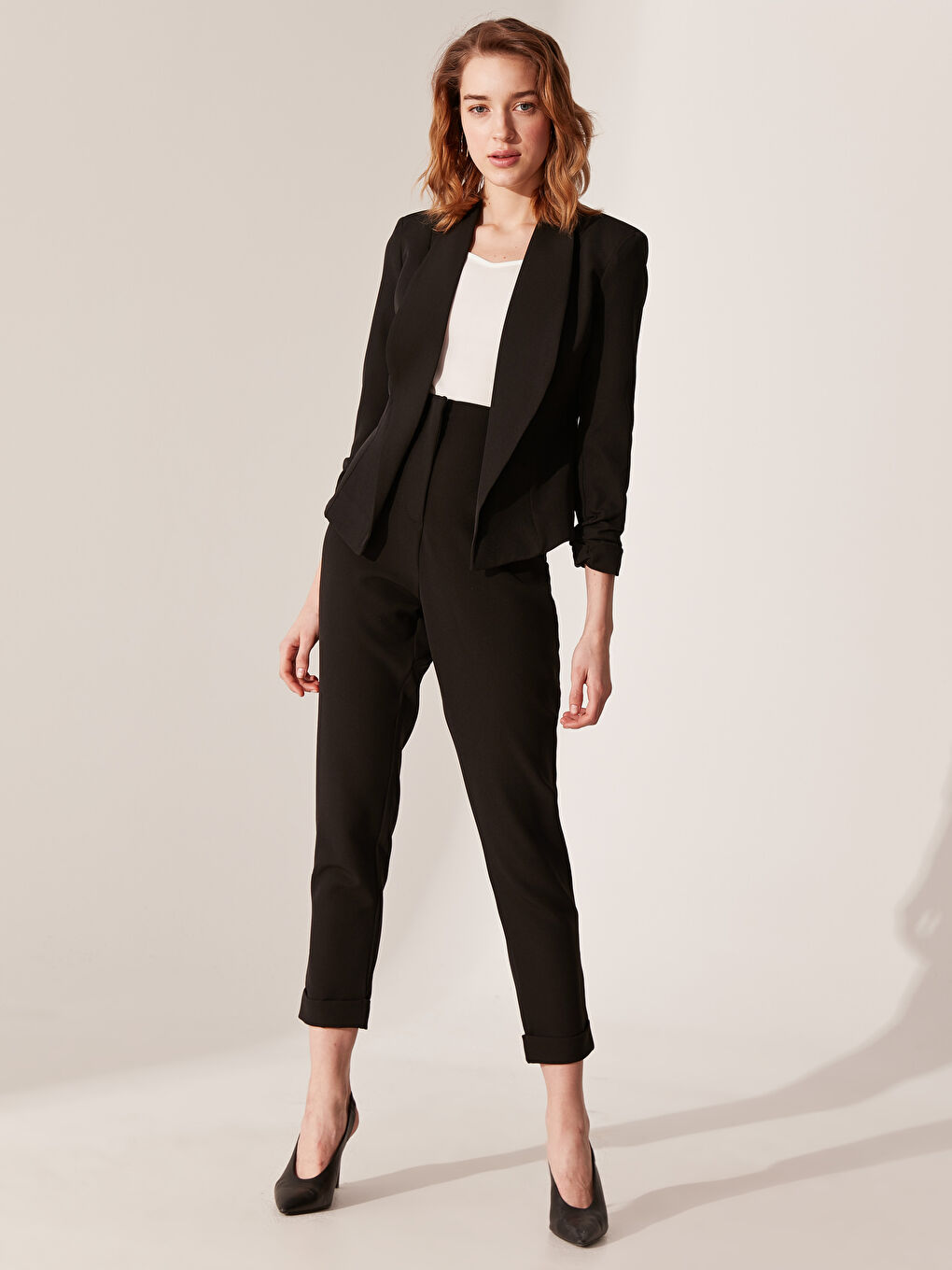 Siyah Drape Kollu Blazer Ceket-3