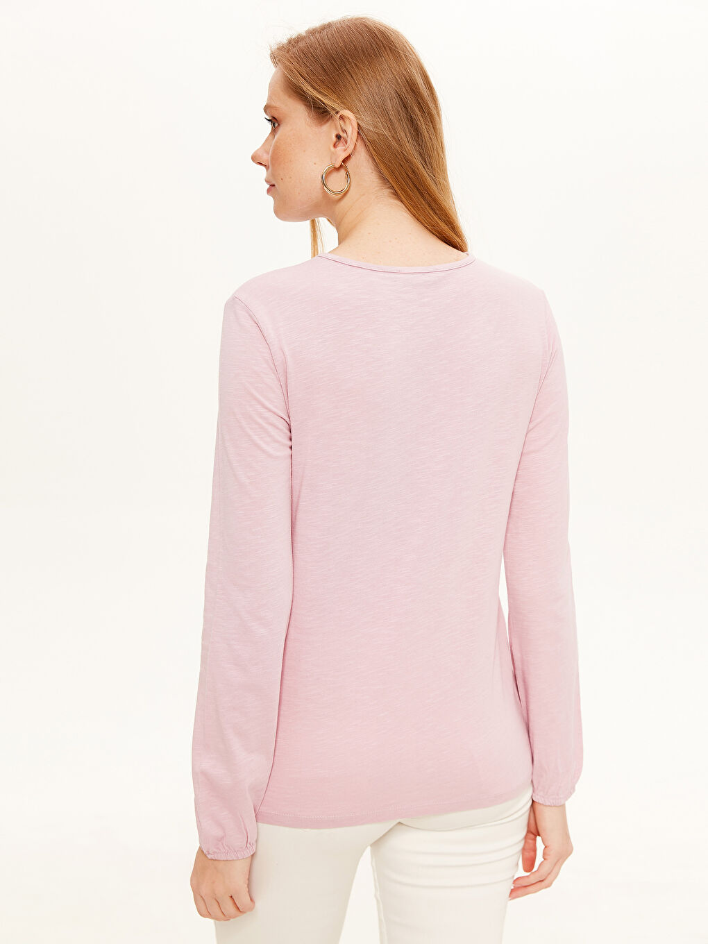 Футболка з круглим вирізом і довгим рукавом для жінок-2