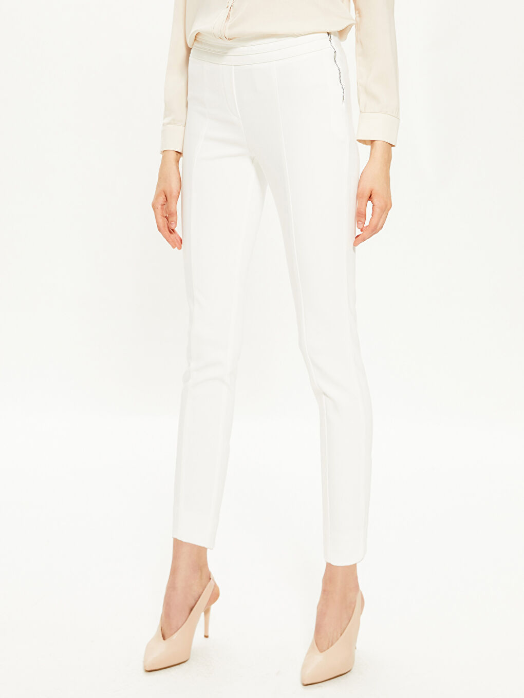 Ekru Ekstra Dar Fit Kadın Pantolon-3