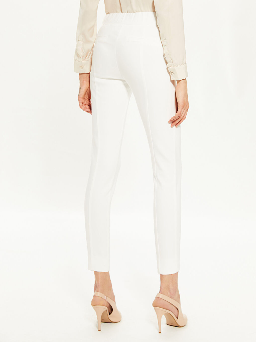 Ekru Ekstra Dar Fit Kadın Pantolon-4