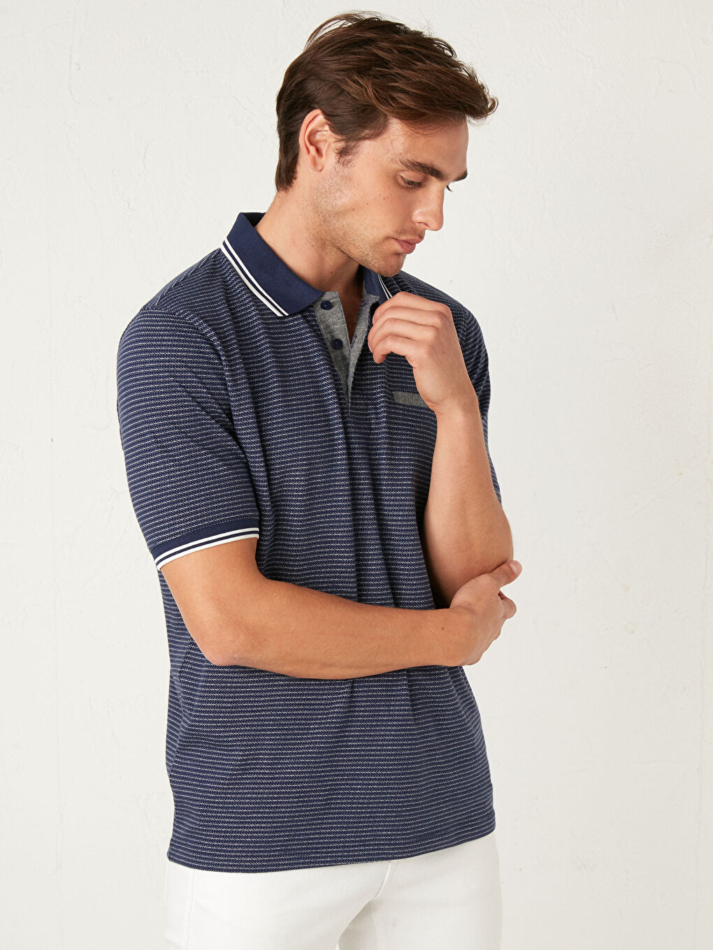 Футболка з водолазкою та коротким рукавом із чесаної бавовни-2