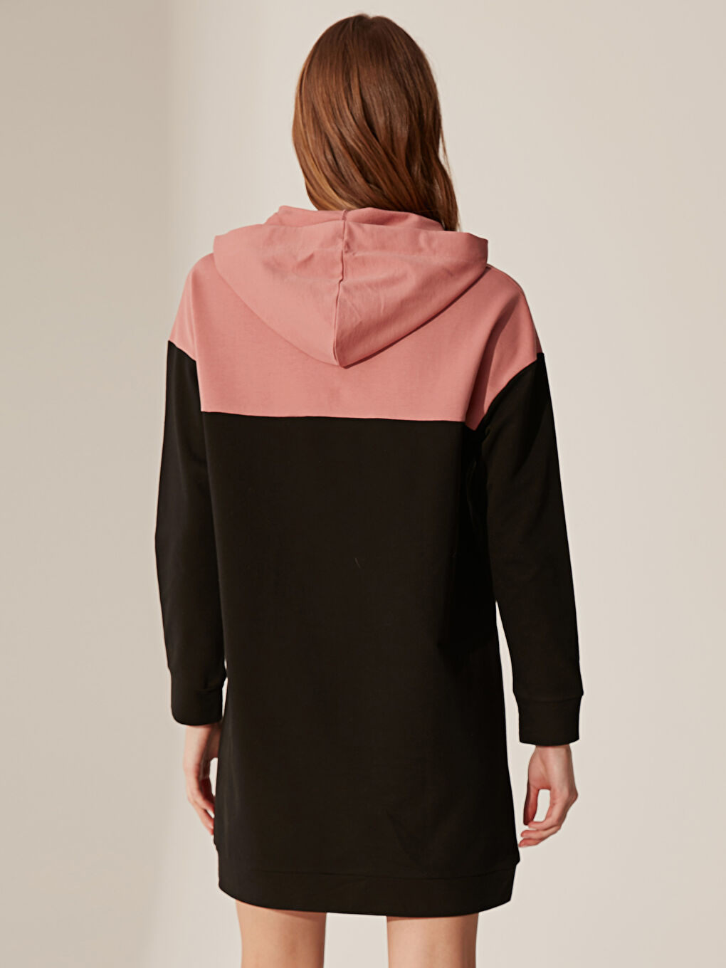 Siyah Uzun Kollu Sweatshirt Kumaşı Kadın Elbise-2