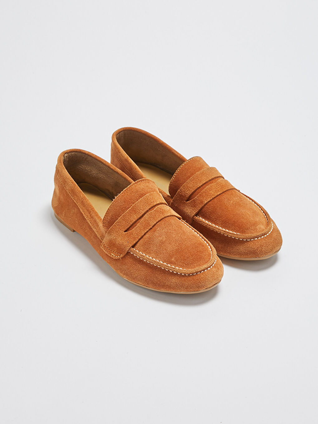 Bej Kadın Klasik Hakiki Süet Deri Ayakkabı-1