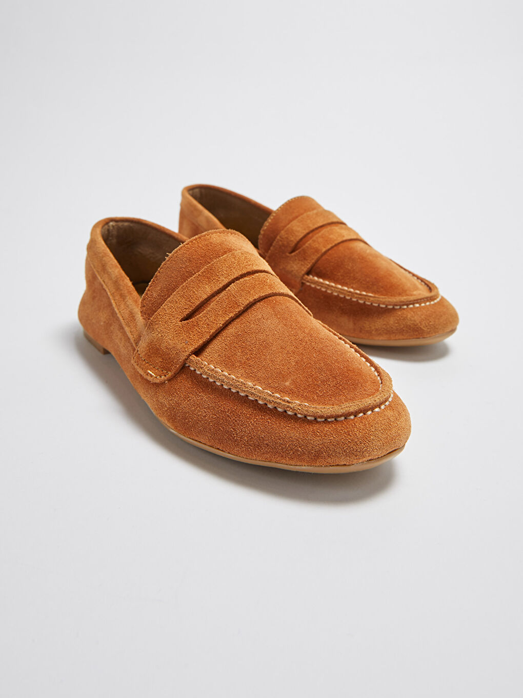 Bej Kadın Klasik Hakiki Süet Deri Ayakkabı-3