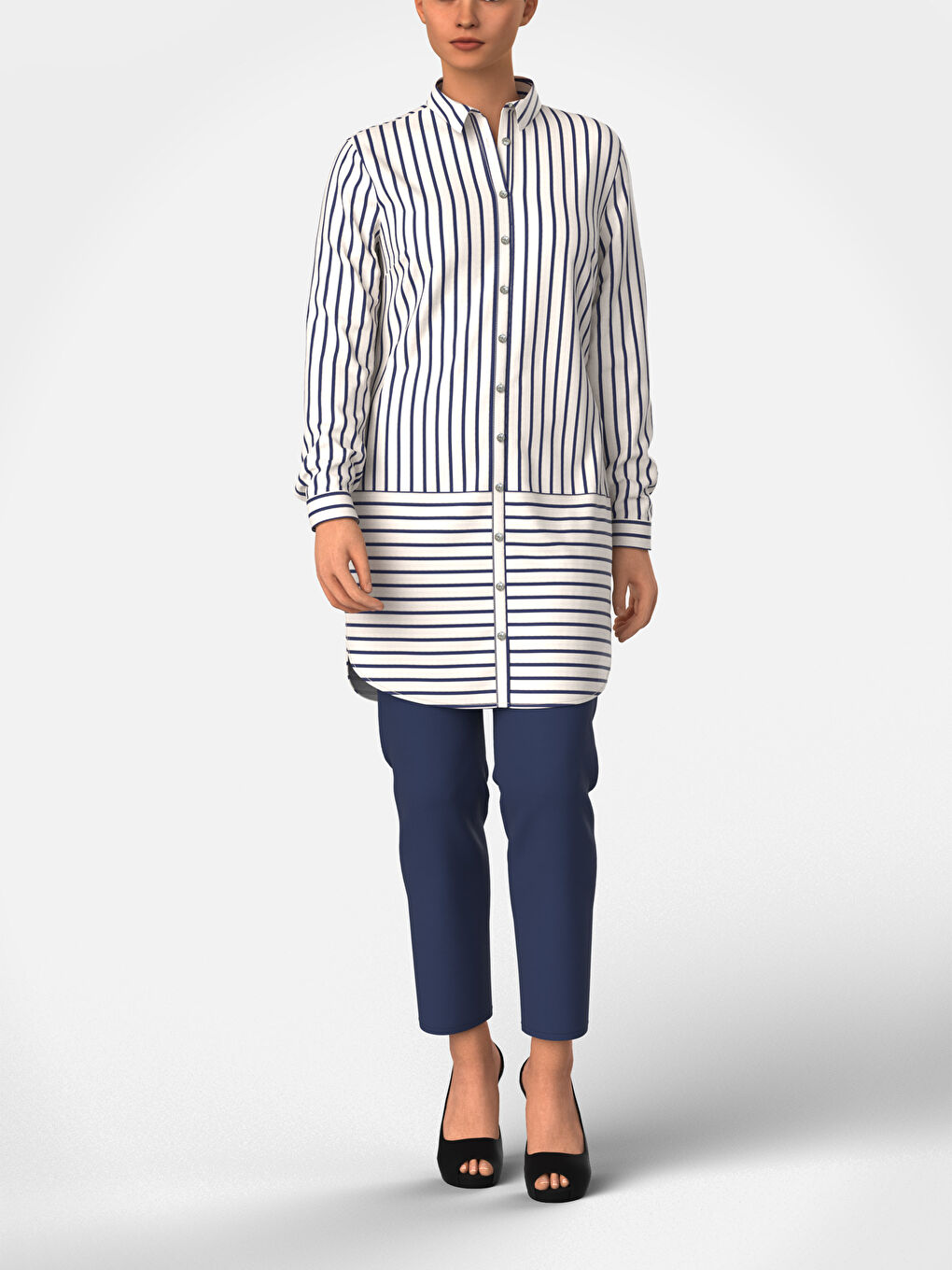 Long Sleeve Crinkled Women's Tunic-1