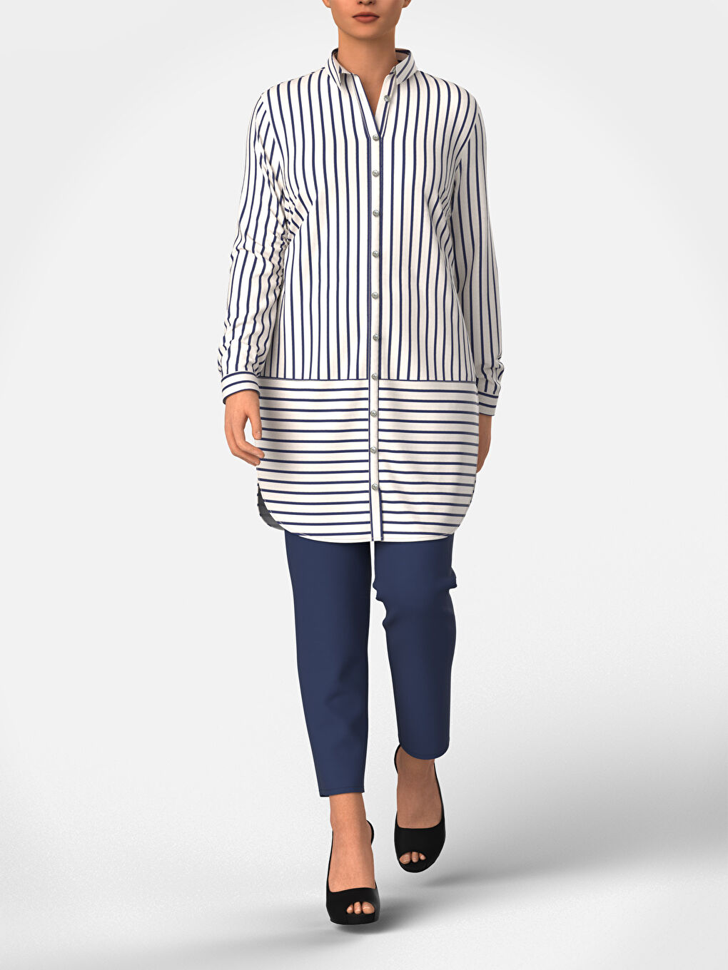 Long Sleeve Crinkled Women's Tunic-2