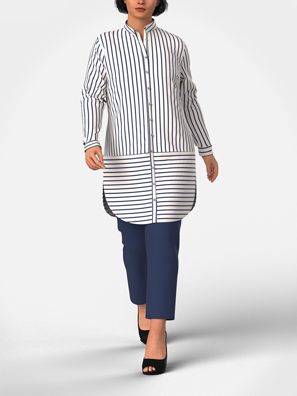 Long Sleeve Crinkled Women's Tunic-3