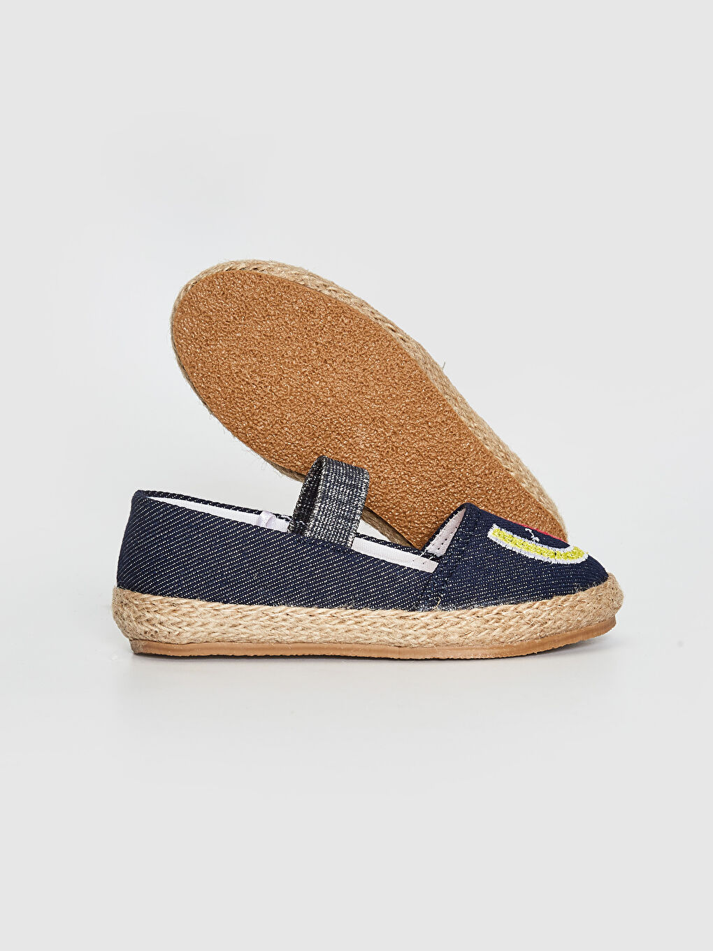 Lacivert Kız Çocuk Nakış Detaylı Denim Espadril Ayakkabı-3