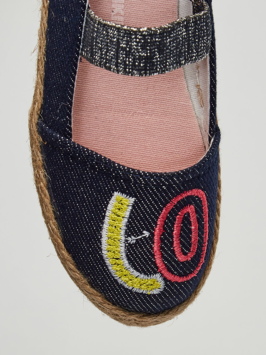 Lacivert Kız Çocuk Nakış Detaylı Denim Espadril Ayakkabı-1