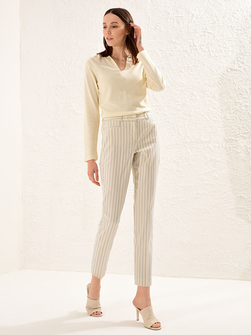 Bej Dar Fit Kadın Pantolon-1