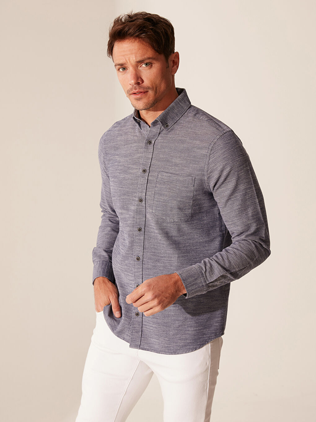 İndigo Regular Fit Uzun Kollu Gömlek