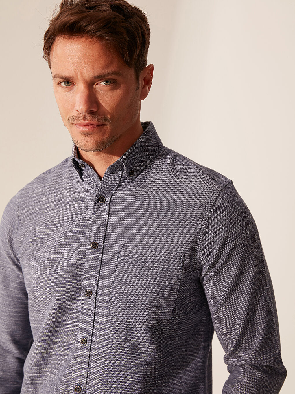 İndigo Regular Fit Uzun Kollu Gömlek-1