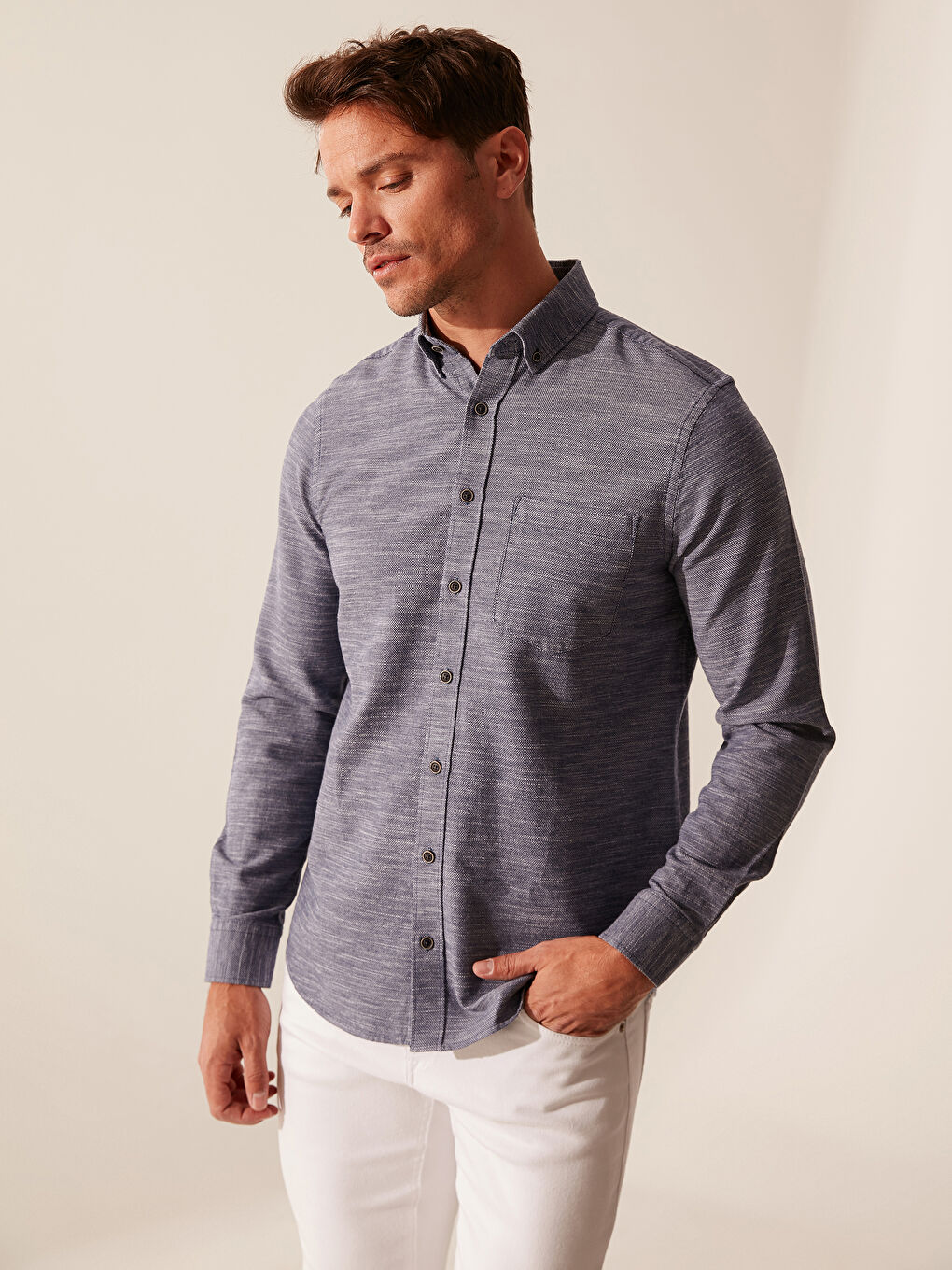 İndigo Regular Fit Uzun Kollu Gömlek-2
