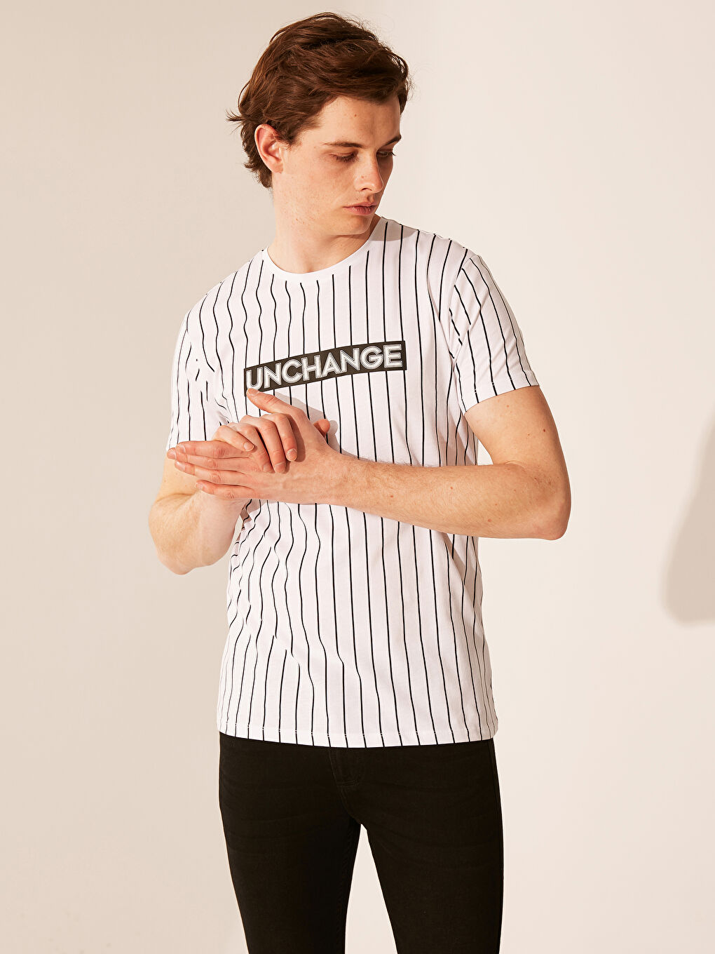 Beyaz Penye Erkek Tişört