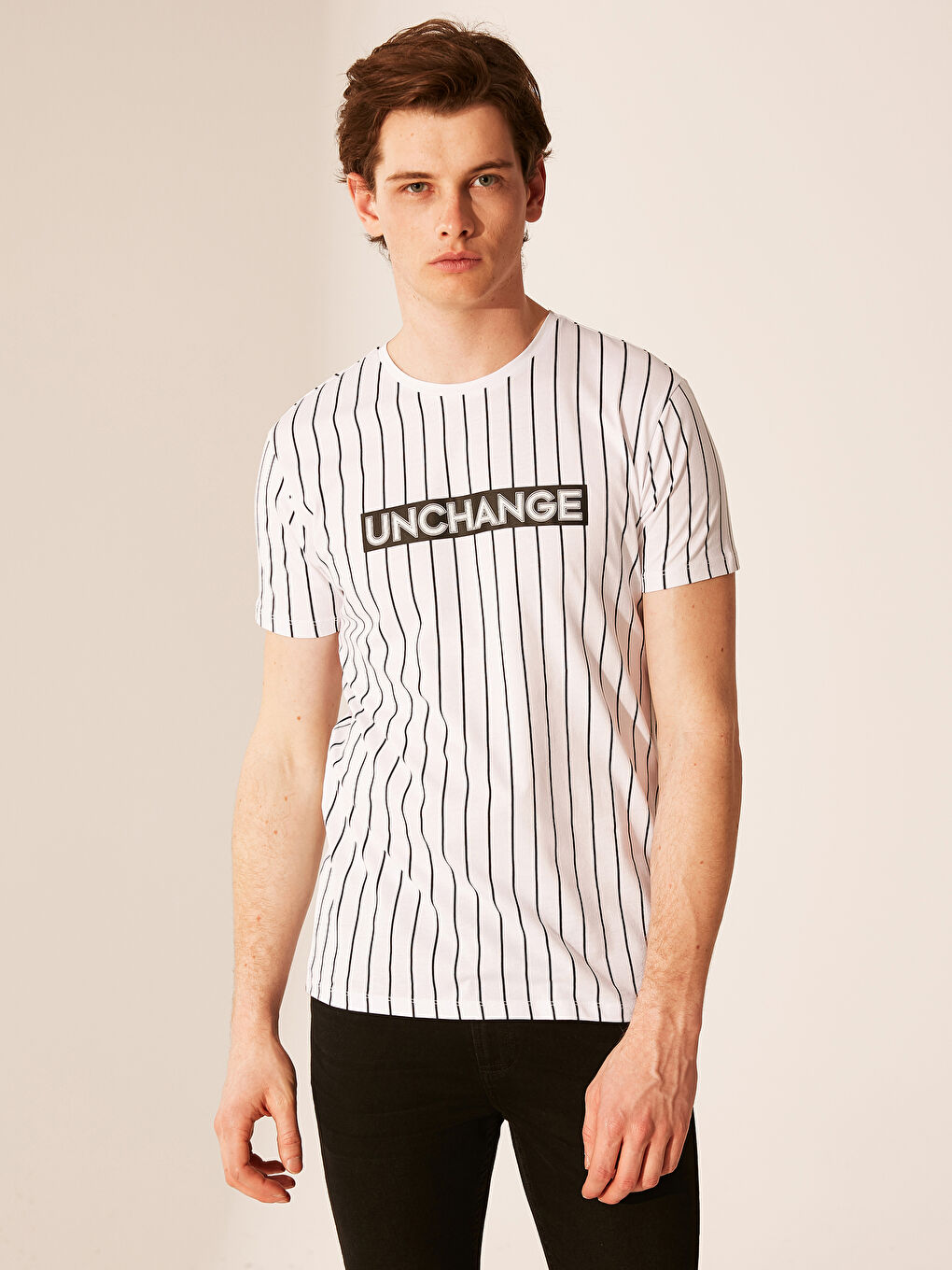 Beyaz Penye Erkek Tişört-1