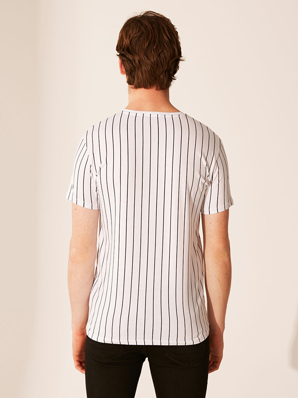 Beyaz Penye Erkek Tişört-2