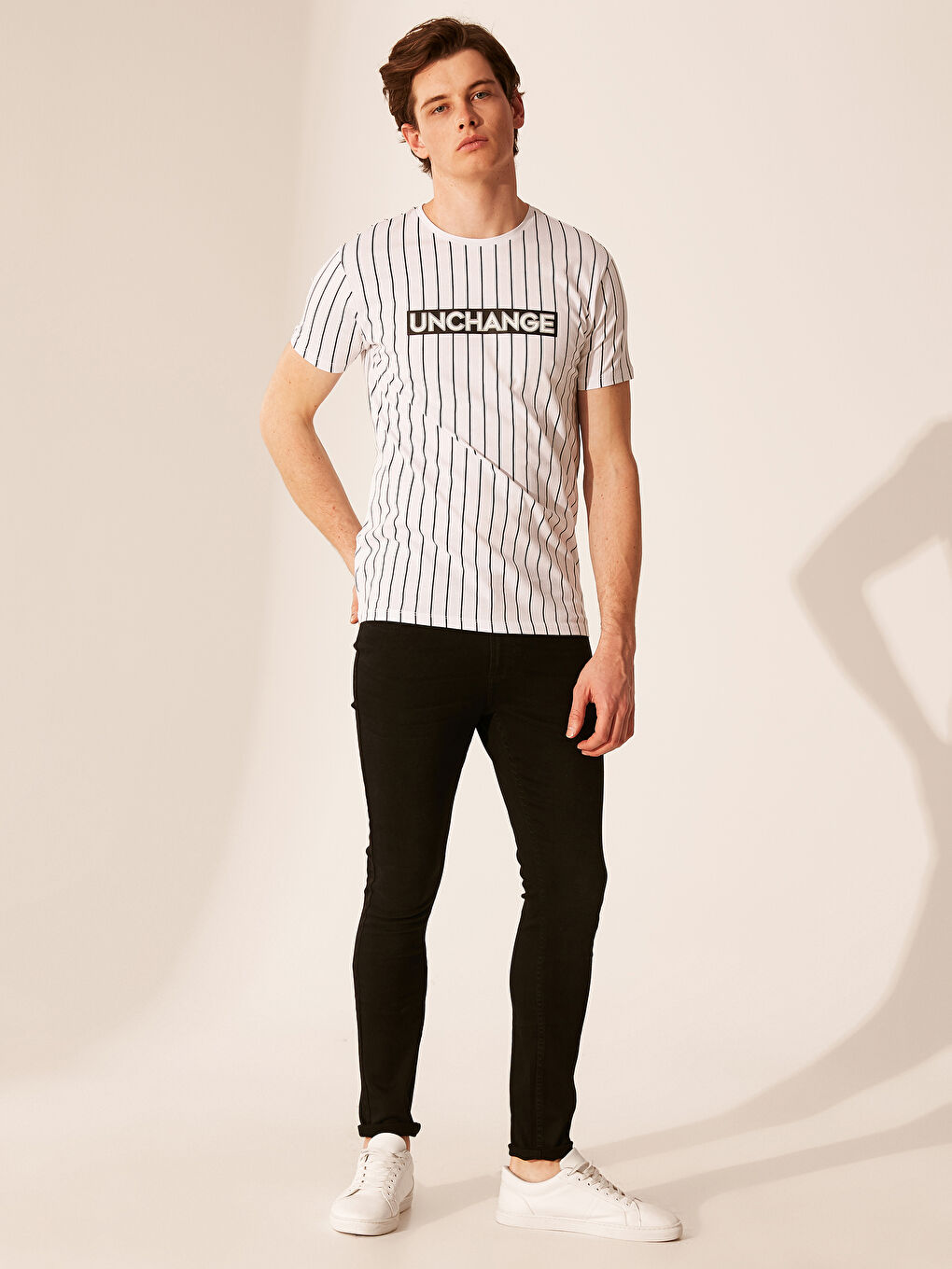 Beyaz Penye Erkek Tişört-3