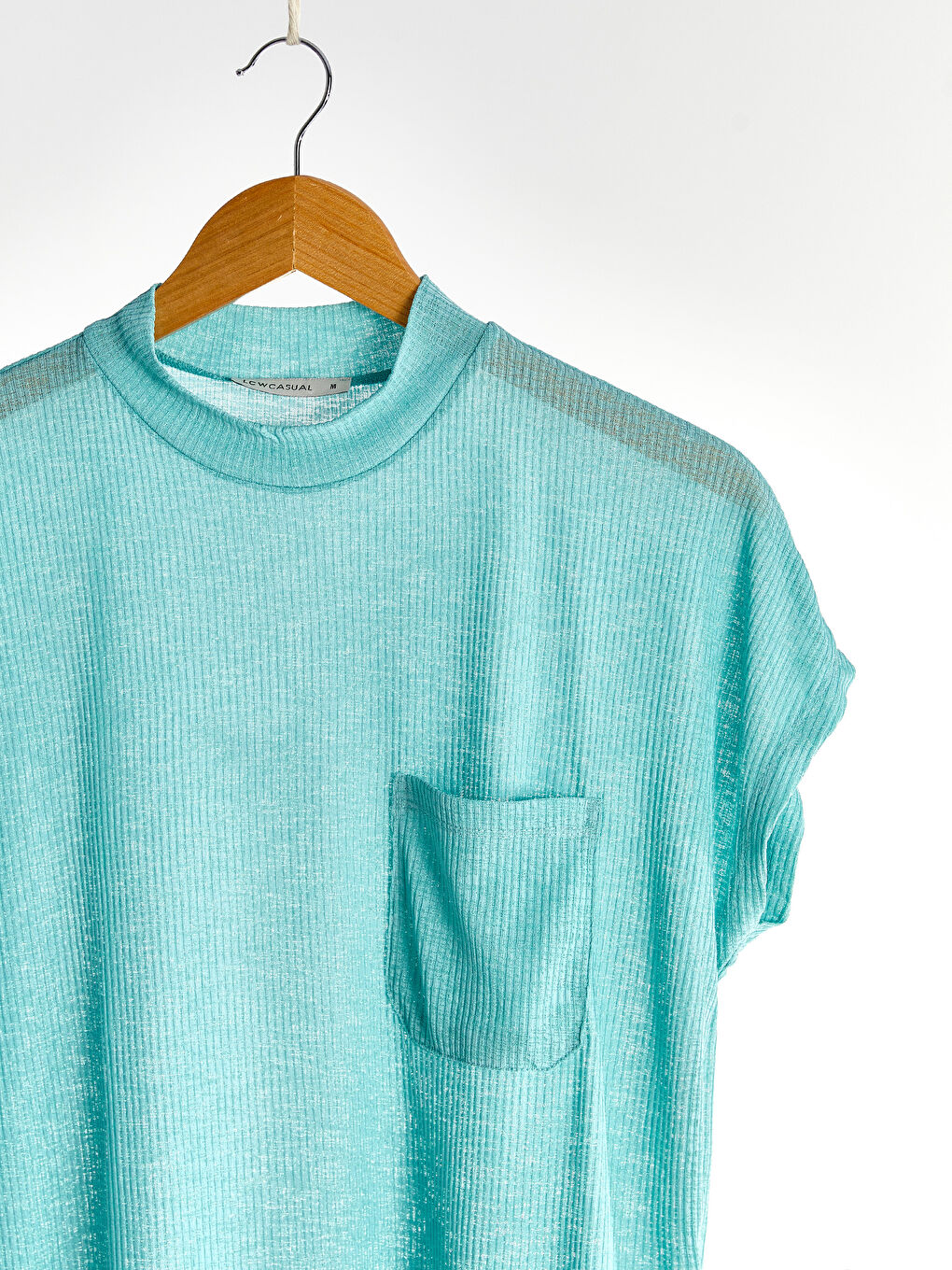 Funnel Neck Plain Short Sleeve Women's T-Shirt-1