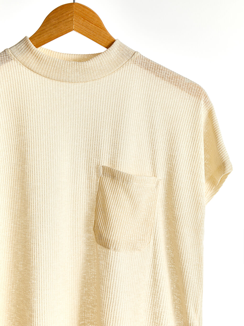 Funnel Neck Plain Short Sleeve Women's T-Shirt-2