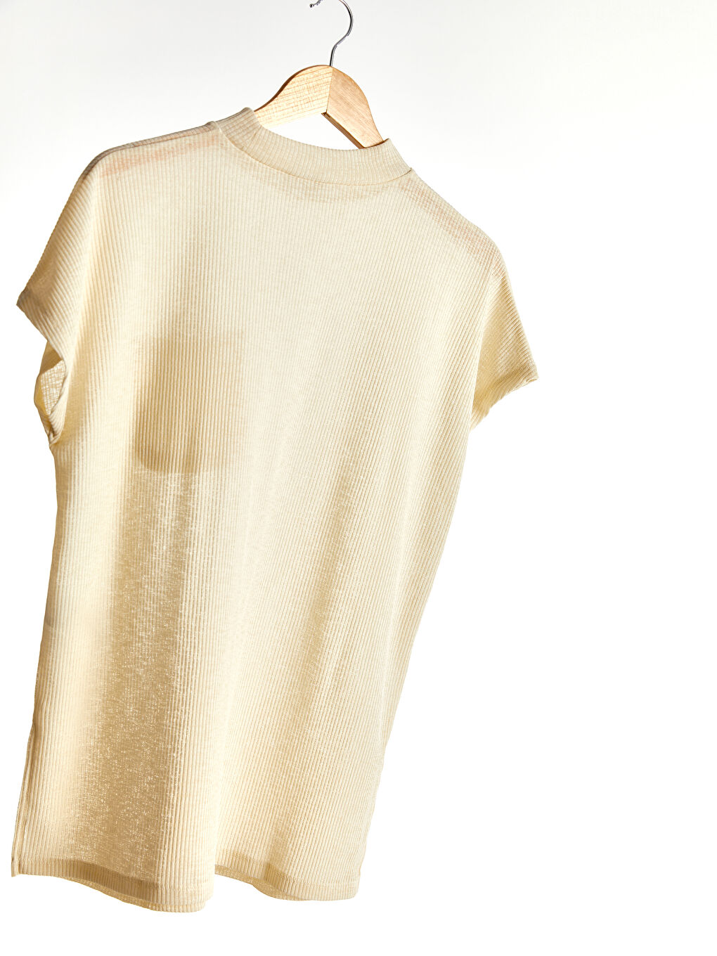 Funnel Neck Plain Short Sleeve Women's T-Shirt-3