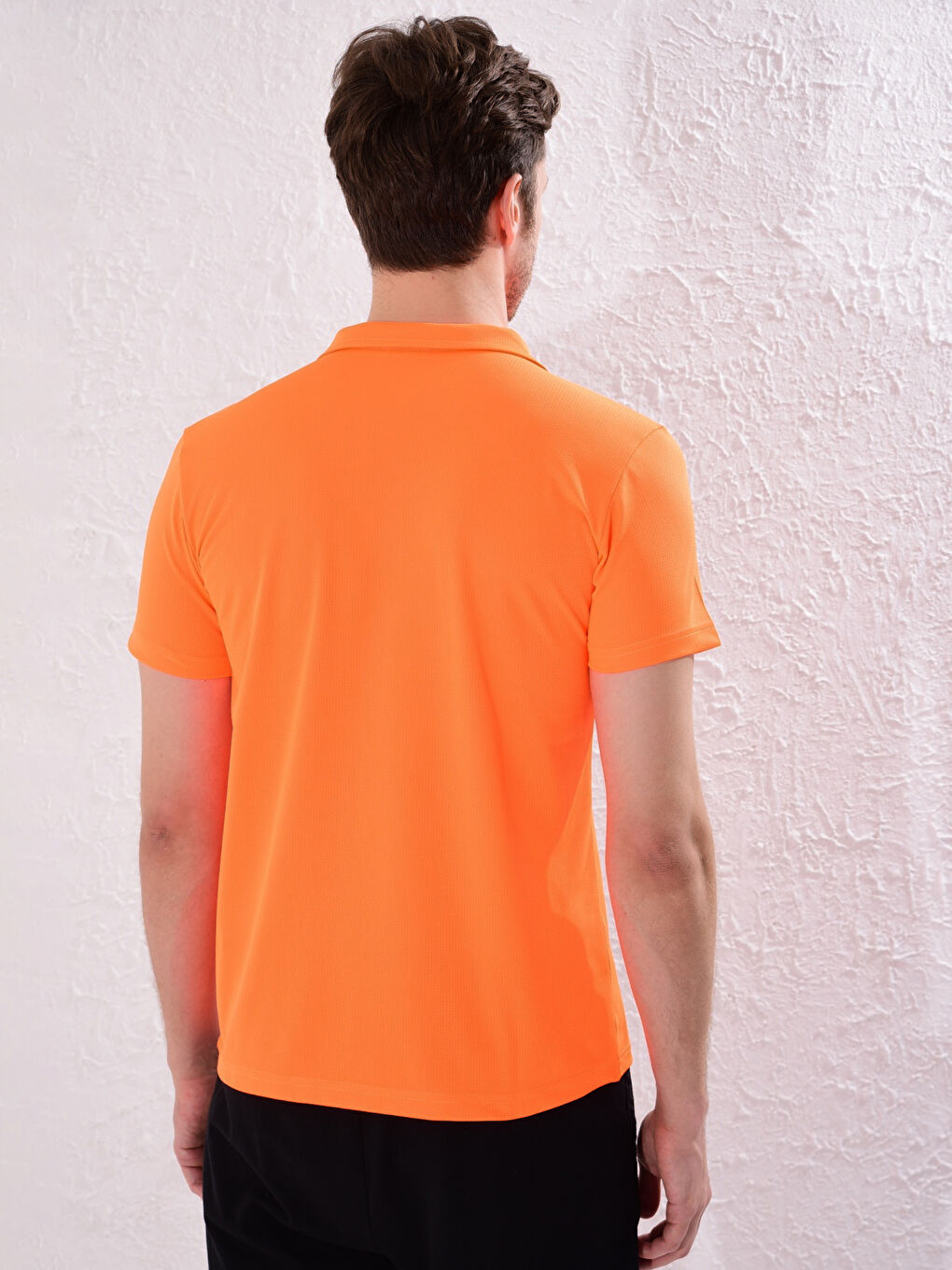 Turuncu Polo Yaka Kısa Kollu Aktif Spor Tişört-3