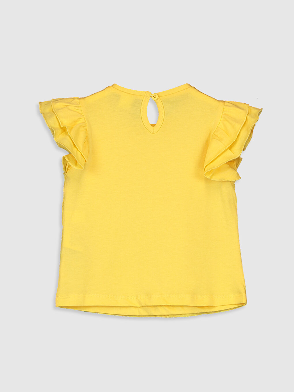 Sarı Bisiklet Yaka Kısa Kollu Kız Bebek Tişört-1