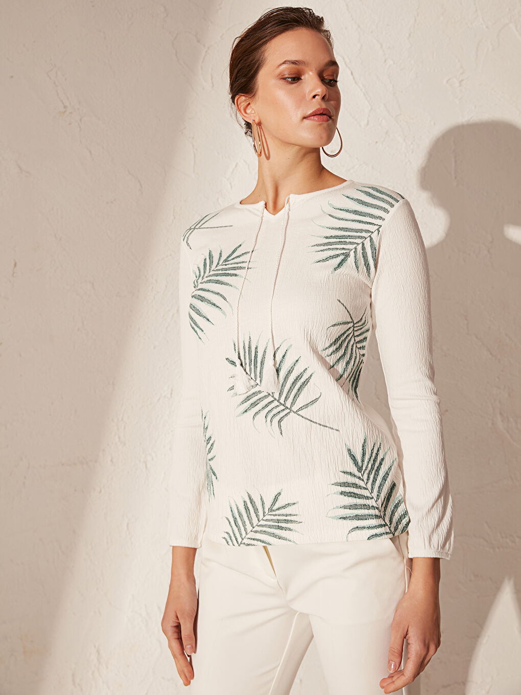 T-shirt à manches longues et col rond pour Femmes