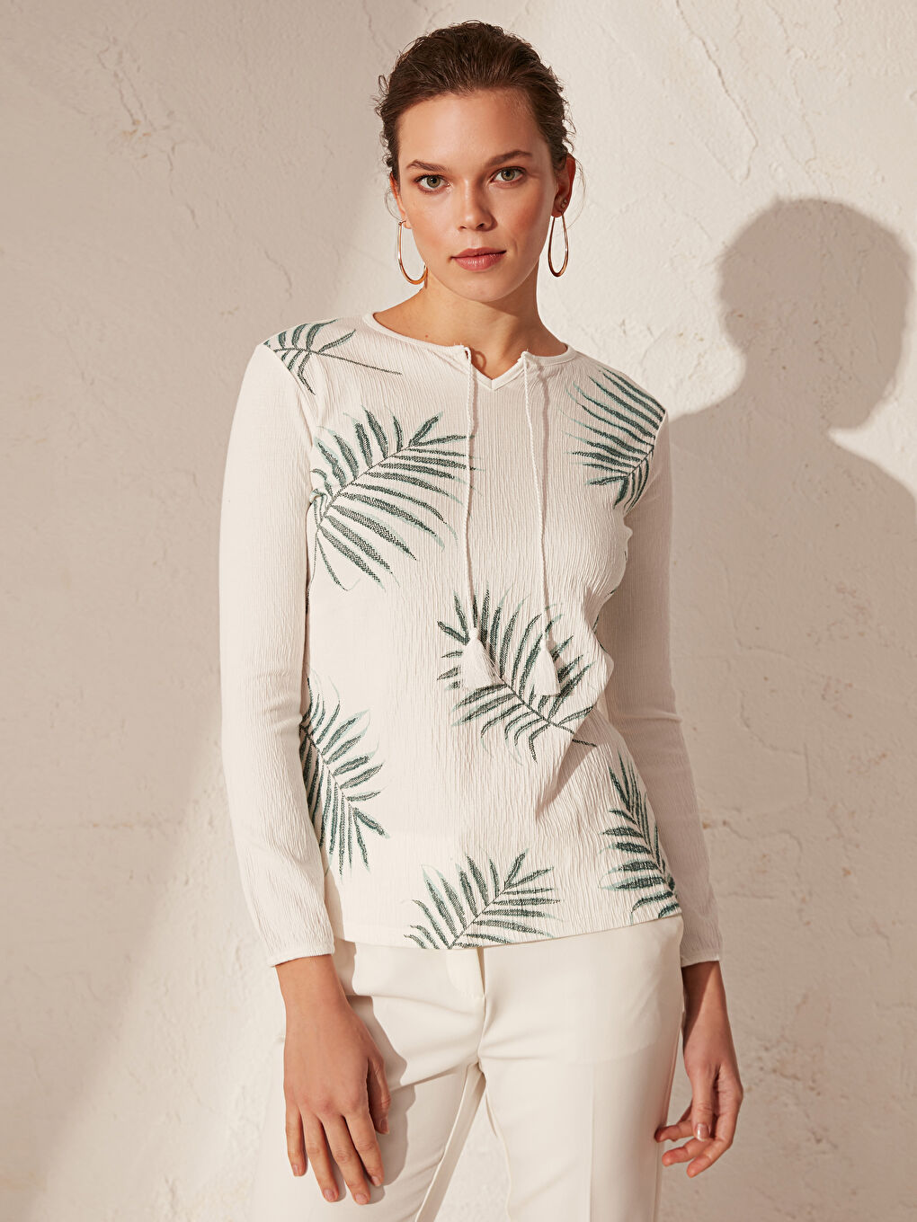 T-shirt à manches longues et col rond pour Femmes-1