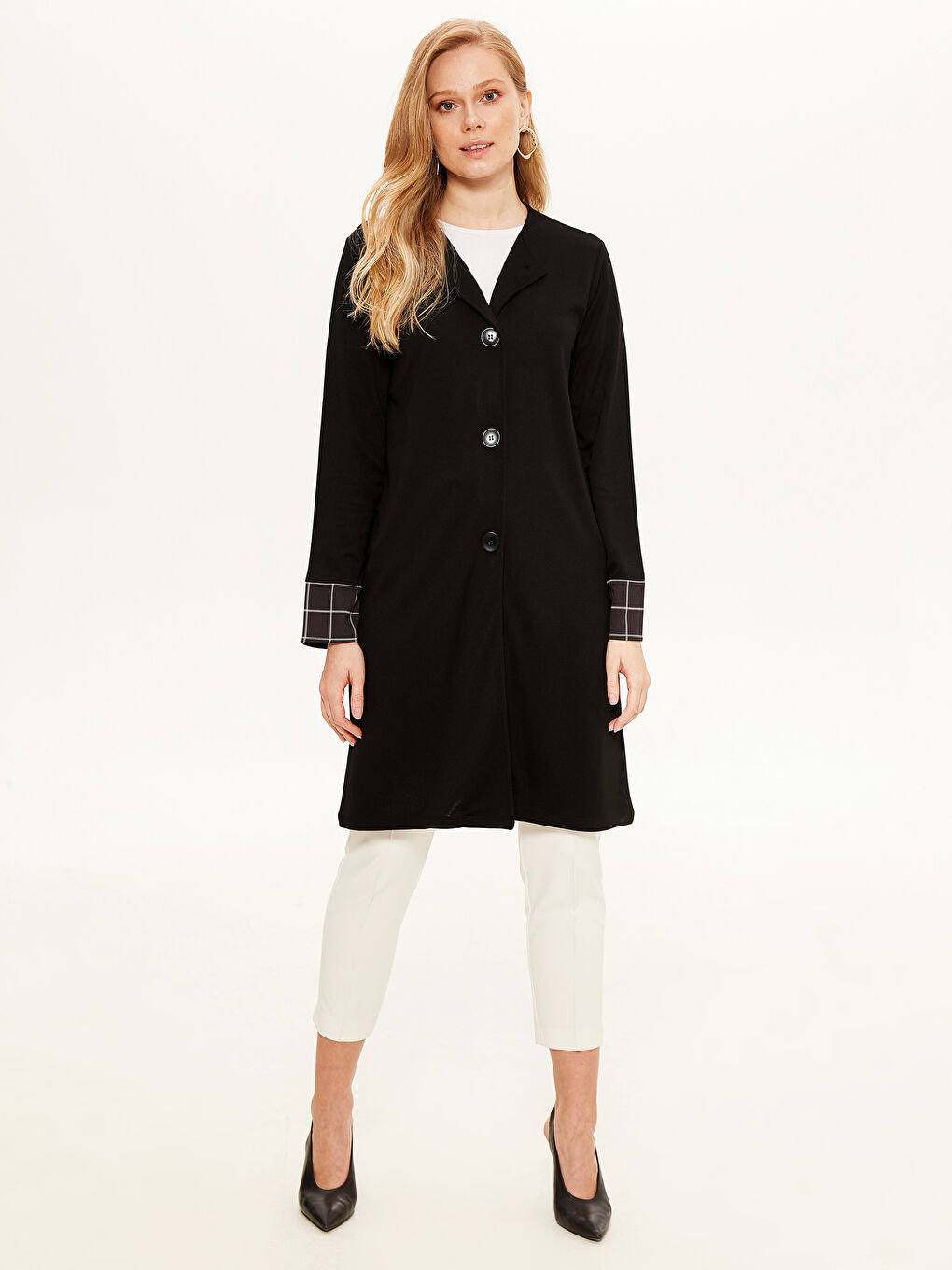 Crew Neck Long Sleeve Women's Cardigan-1