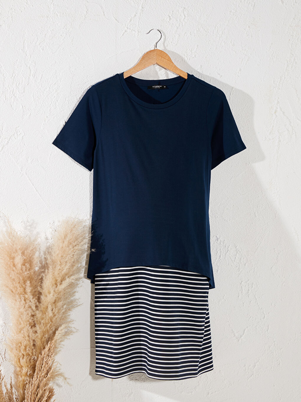 LCWAIKIKI Maternity Striped Single Jersey Maternity Dress with Breastfeeding -0SR034Z8-LGS