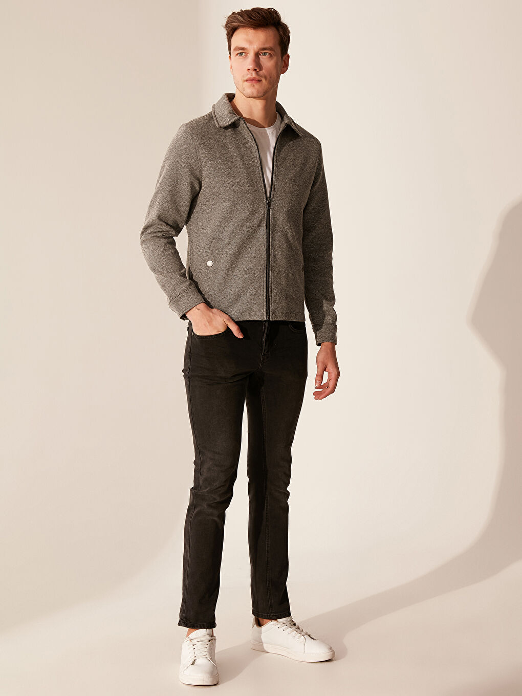 Reguläre Passform Reißverschluss Dünne Jacke-3