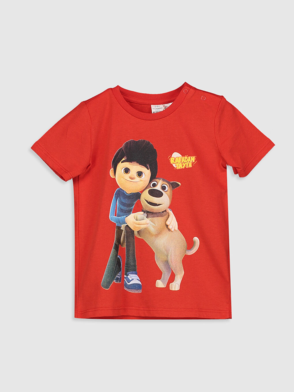 Kırmızı Bisiklet Yaka Kısa Kollu Erkek Bebek Tişört