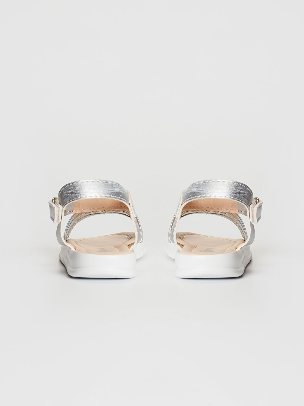 Gri Kız Çocuk Yıldız Detaylı Parlak Sandalet-3