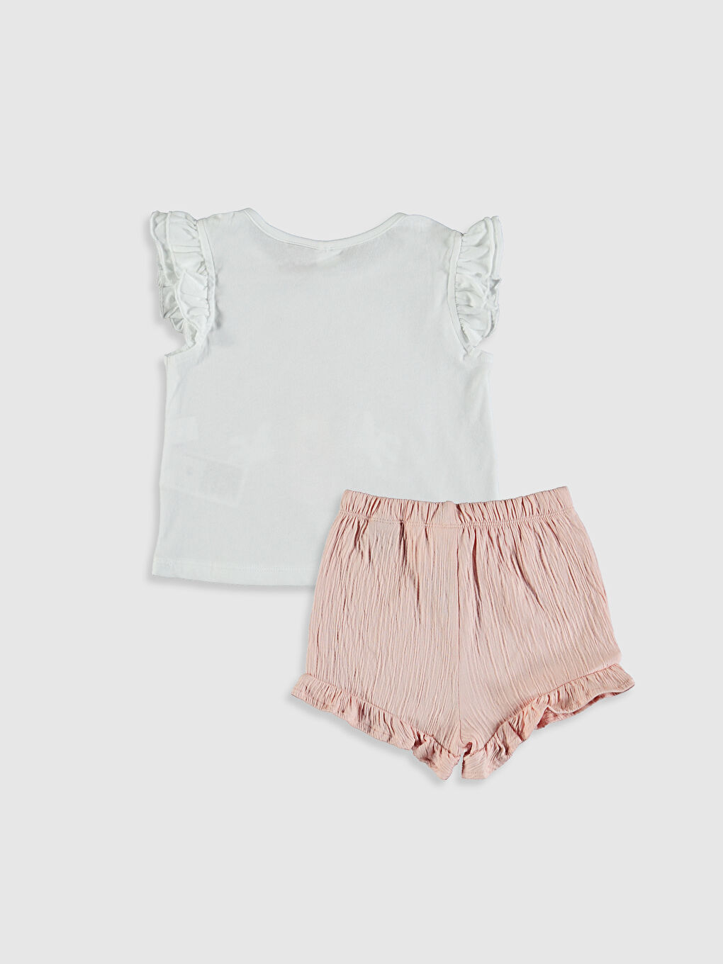 Beyaz Minnie Mouse Lisanslı Kız Bebek Şort ve Tişört-1