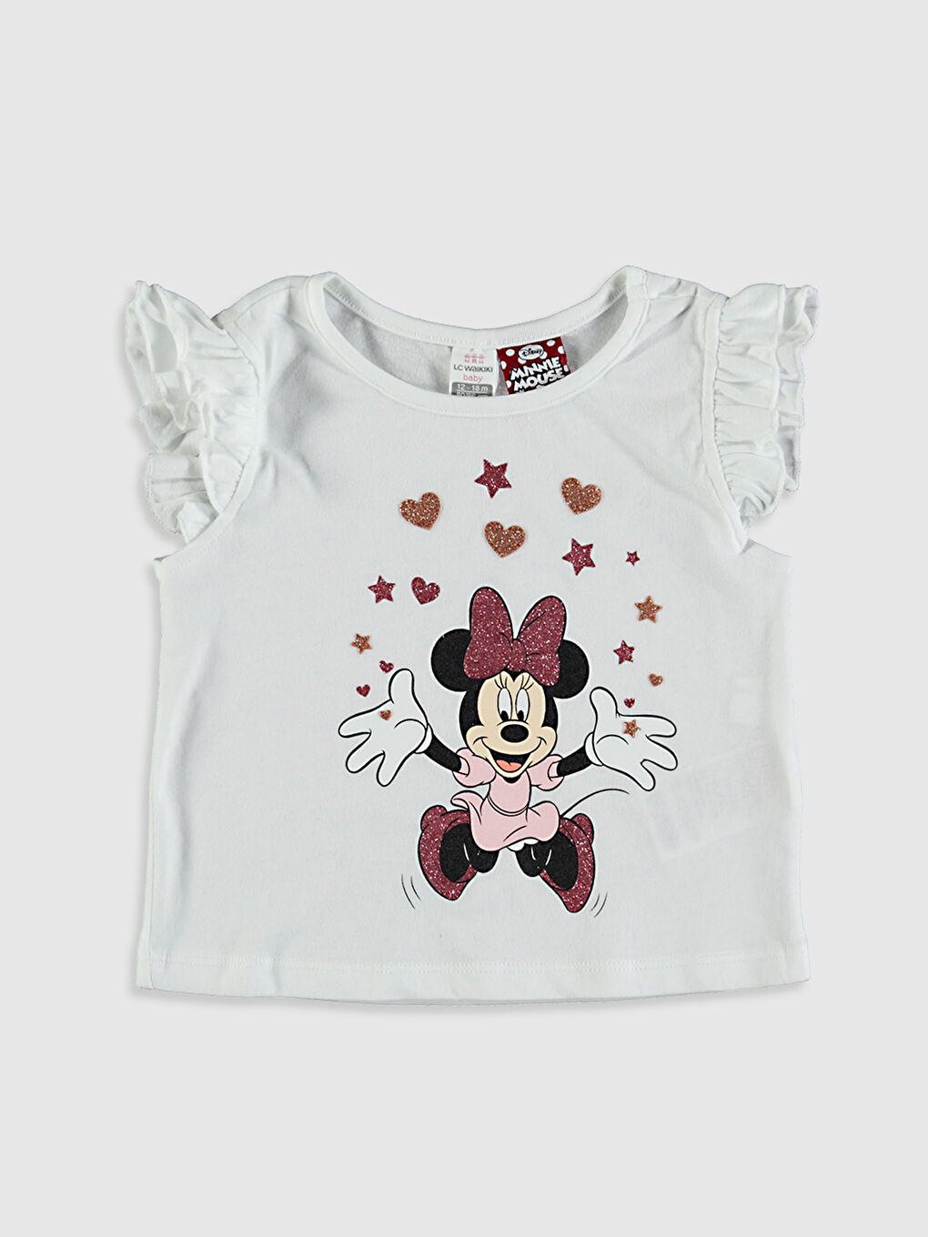 Beyaz Minnie Mouse Lisanslı Kız Bebek Şort ve Tişört-2