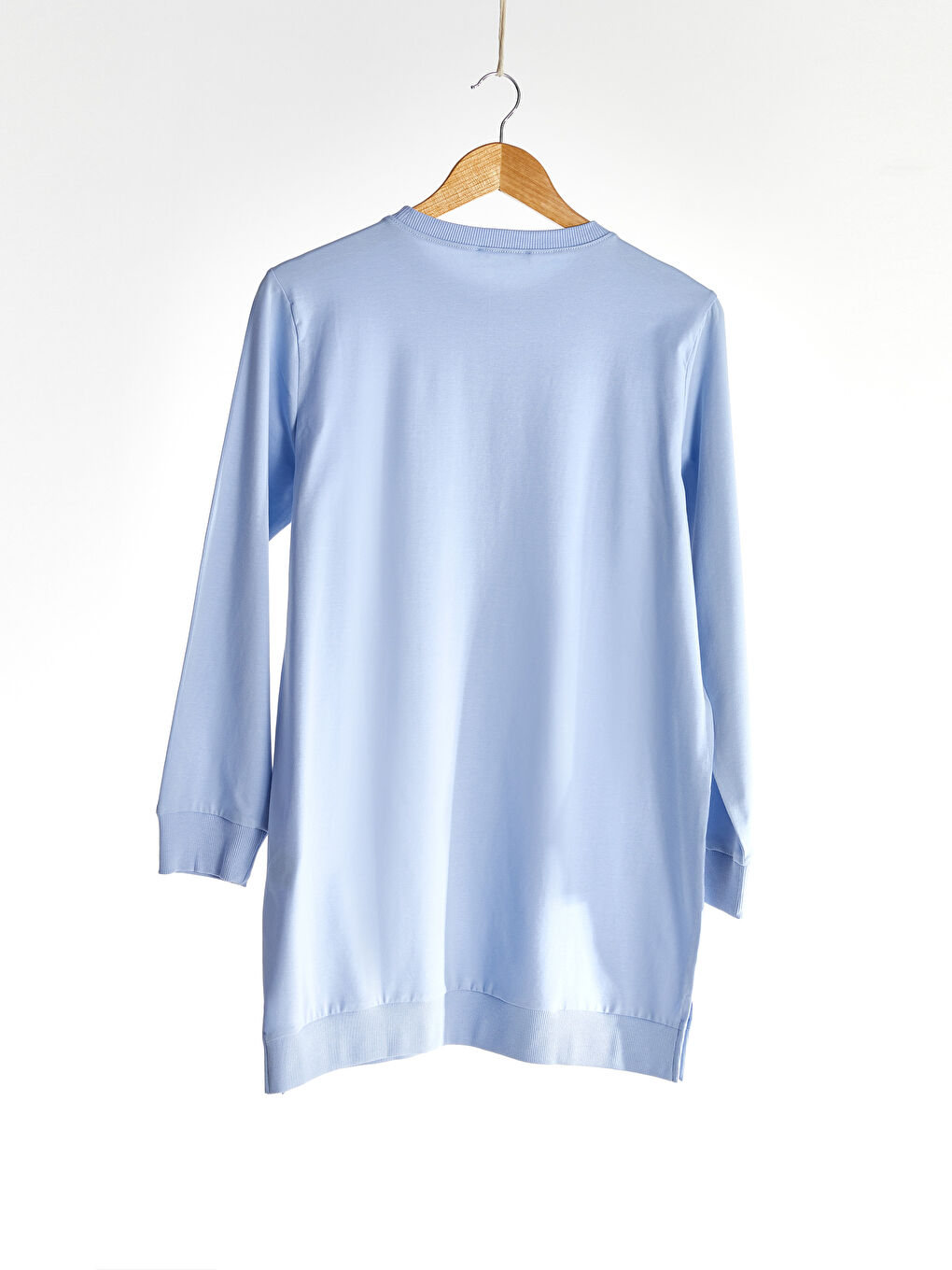 Crew Neck Standard Fit Long Sleeve Combed Cotton Women's Plain Loose Sweatshirt-1