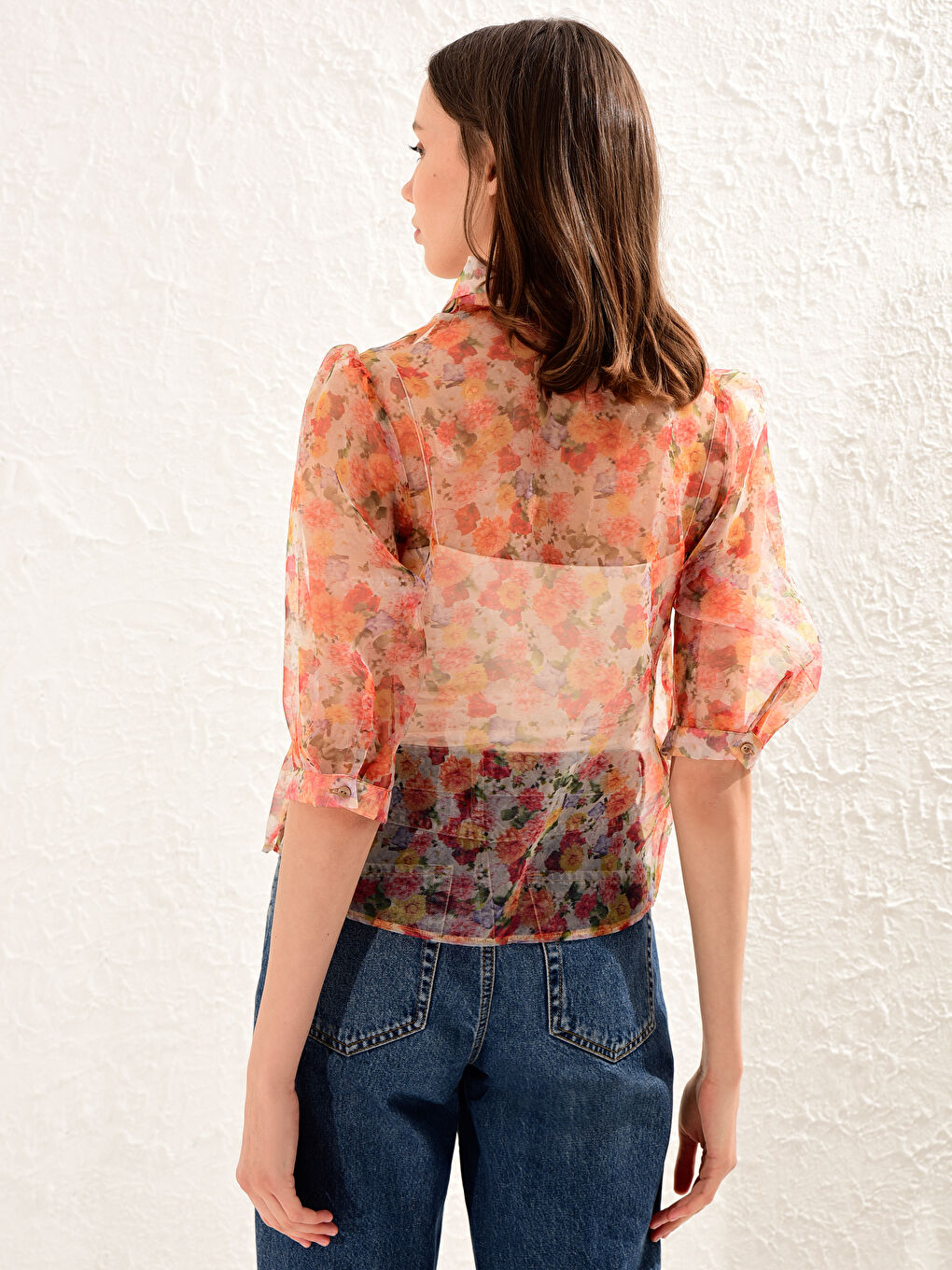 Collared Neck Short Sleeve Women's Shirt-2