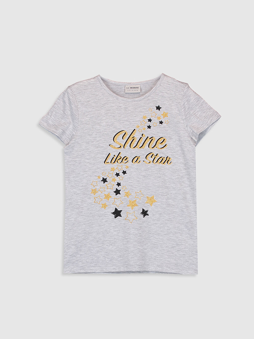 Beyaz Bisiklet Yaka Kısa Kollu Kız Çocuk Tişört