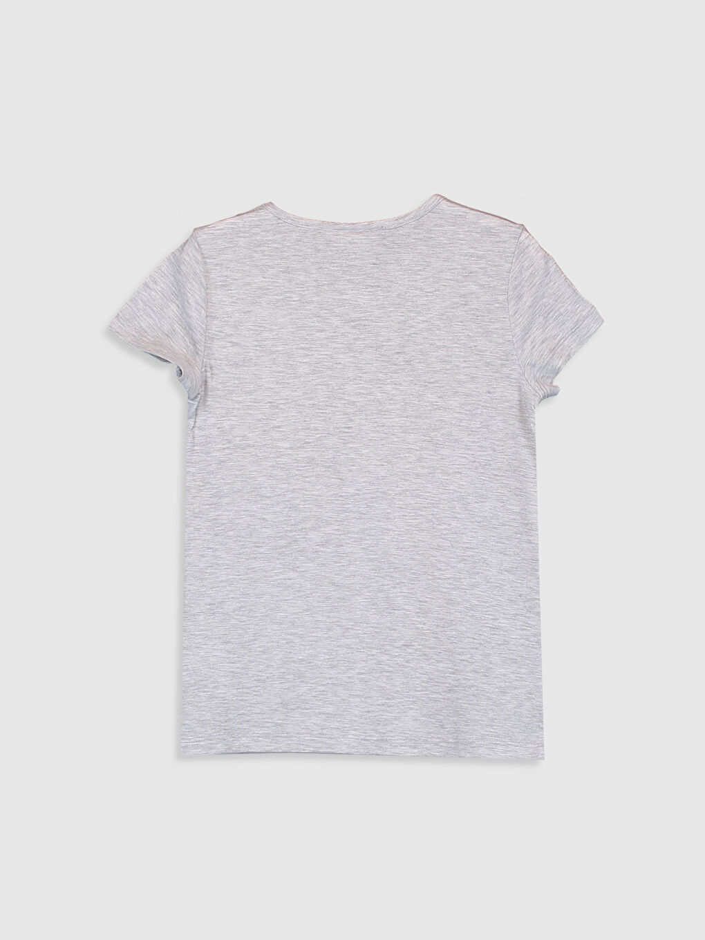 Beyaz Bisiklet Yaka Kısa Kollu Kız Çocuk Tişört-1