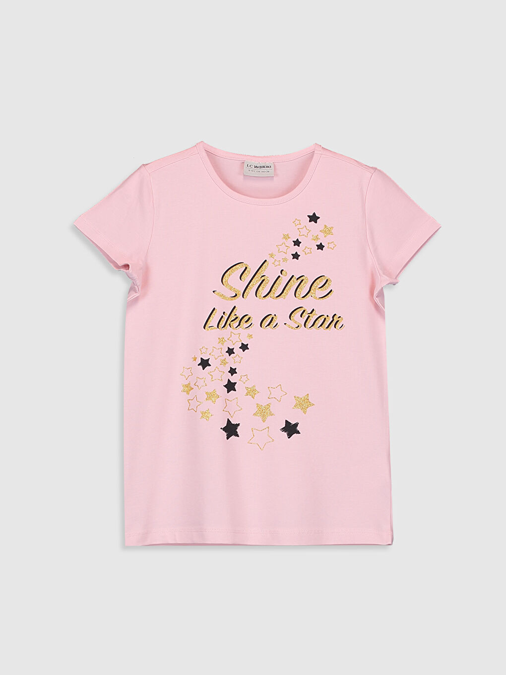 Pembe Bisiklet Yaka Kısa Kollu Kız Çocuk Tişört