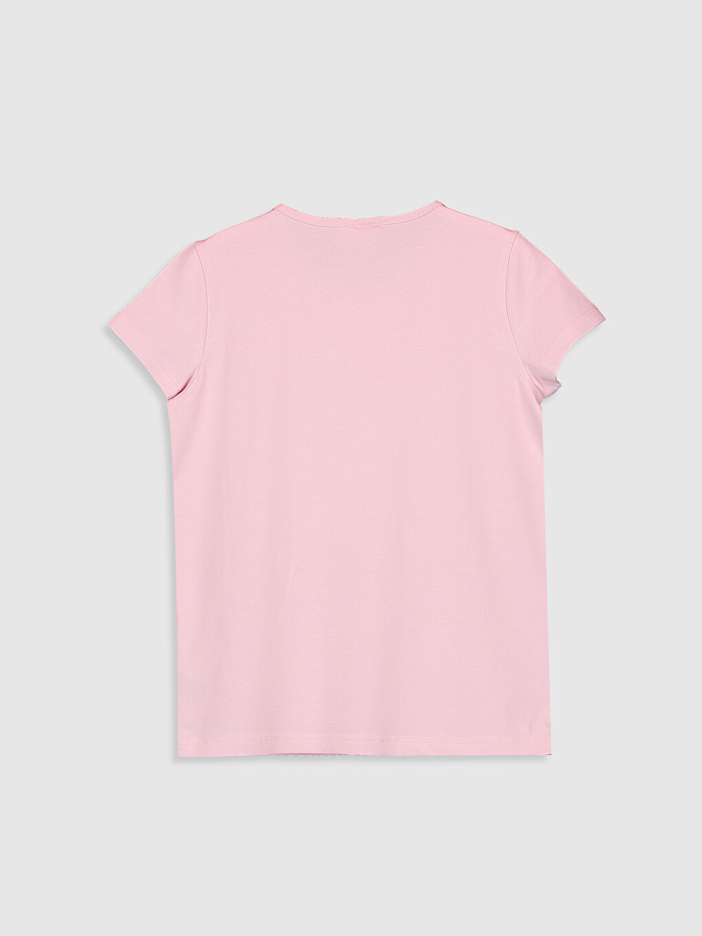 Pembe Bisiklet Yaka Kısa Kollu Kız Çocuk Tişört-1