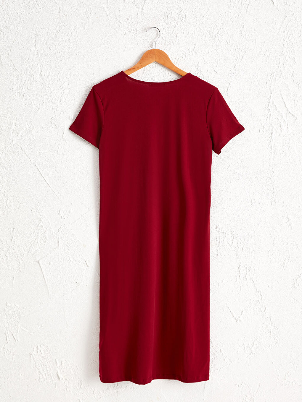 Kırmızı V Yaka Kısa Kollu Kadın Elbise-2