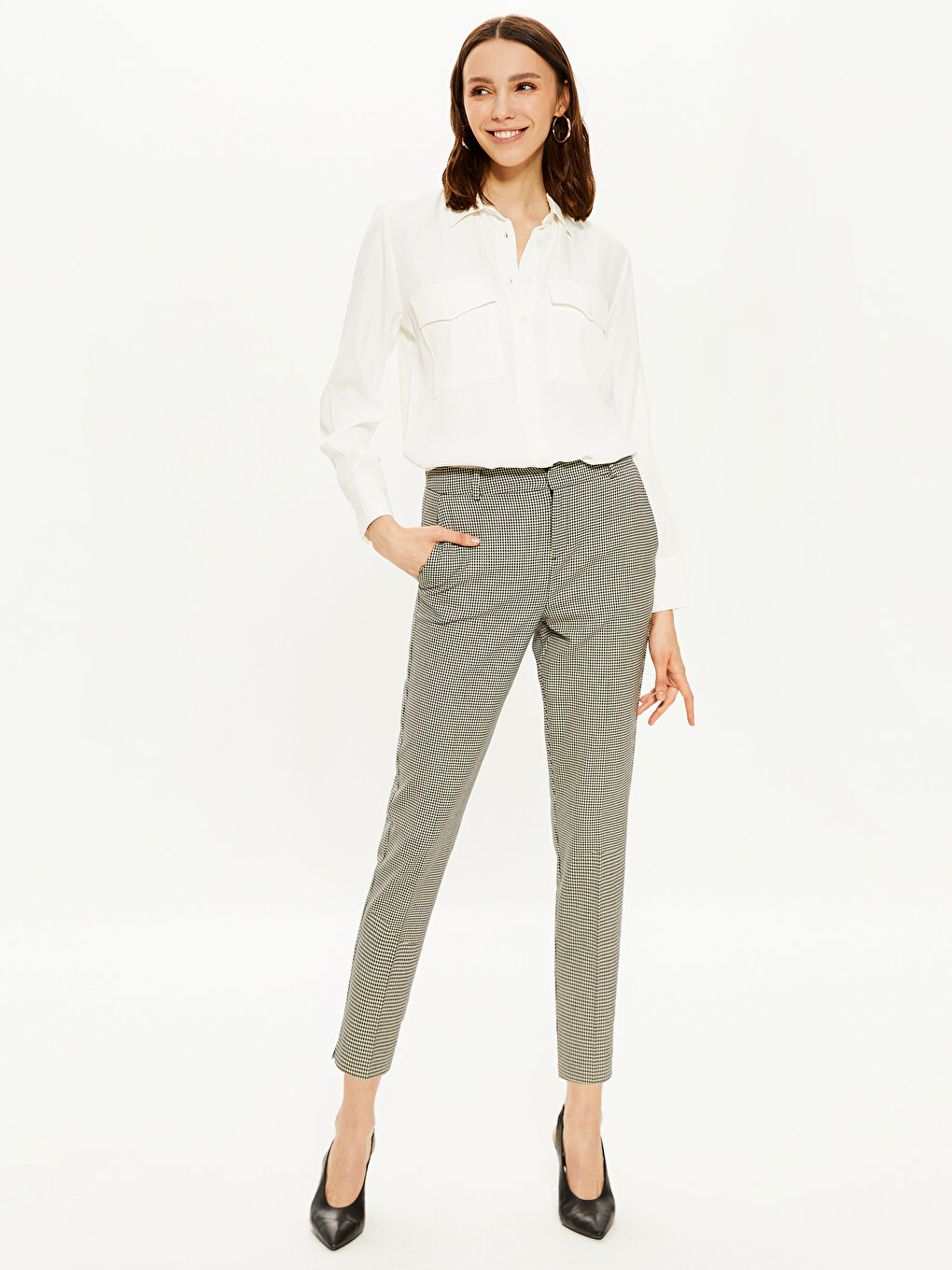 Siyah Dar Fit Gabardin Kadın Pantolon